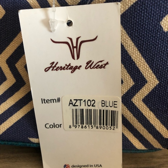 Heratige West Blue Aztec Print Handbag - Picture 10 of 12